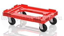 Тележка пластиковая с отверстием без тормозов усиленная красная