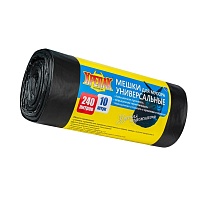 Мешки для мусора 240 л, черные, в рулоне 10 шт., ПНД 40 мкм, 1250х1000 мм, Крепак, 4607075710153 в Нефтекамске