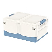 Ящик пластиковый складной белый, дно синее, 480х360х240 мм в Нефтекамске