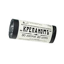 Мешки для мусора 30 л, черные, в рулоне 20 шт., ПНД, 7 мкм, 560х440 мм, Крепаномъ, 4607075710580 в Нефтекамске