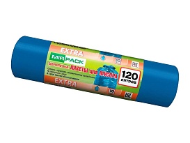 Мешки для мусора 120 л, синие, в рулоне 10 шт., ПНД, 14 мкм, 1100х700 мм, EXTRA, ex1201802 в Нефтекамске