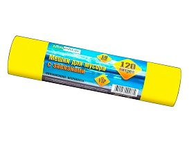 Мешки для мусора 120 л, с завязками, желтые, в рулоне 10 шт., ПНД, 15 мкм, 800х750 мм, VIP, Z12010yel в Нефтекамске Мешки для мусора 120 л, с завязками, желтые, в рулоне 10 шт., ПНД, 15 мкм, 800х750 мм, VIP, Z12010yel в Нефтекамске