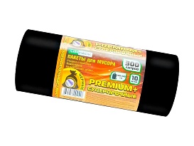 Мешки для мусора 300 л, черные, в рулоне 10 шт., ПВД 70 мкм, 1400х1000 мм, PREMIUM+, 30010160 в Нефтекамске