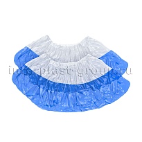 Бахилы бело-синие 1000 шт (500 пар), 48 мкм, двойная подошва, с одной резинкой, Эконом+ в Нефтекамске