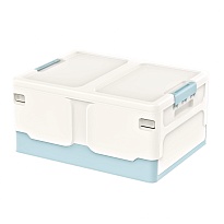 Ящик пластиковый складной белый, дно голубое, 480х360х240 мм в Нефтекамске Ящик пластиковый складной белый, дно голубое, 480х360х240 мм в Нефтекамске