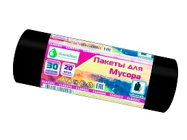 Мешки для мусора 30 л, черные, в рулоне 20 шт., ПНД, 7 мкм, 600х500 мм, MIRPACK Classik, 302040 в Нефтекамске