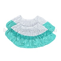 Бахилы бело-бирюзовые 1000 шт (500 пар), 48 мкм, двойная подошва, с одной резинкой, Эконом+ в Нефтекамске