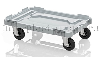 Тележка пластиковая сплошная без тормозов усиленная серая в Нефтекамске