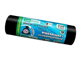 Мешки для мусора 220 л, черные, в рулоне 10 шт., ПВД, 45 мкм, 1250х930 мм, PREMIUM+, 2201068 в Нефтекамске