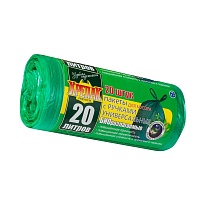 Мешки для мусора 20 л, биоразлагаемые, с ручками, черные, в рулоне 30 шт., ПНД, 10 мкм, 550х440 мм, Крепак, 4607075710047 в Нефтекамске