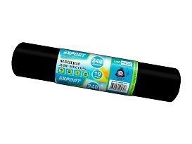 Мешки для мусора 240 л, черные, в рулоне 10 шт., ПВД 80 мкм, 1300х930 мм, EXPORT, exp 24010167 в Нефтекамске