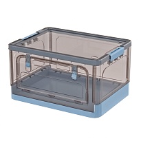 Ящик пластиковый складной прозрачный коричневый, дно синее,490х360х280 мм, с колесиками в Нефтекамске Ящик пластиковый складной прозрачный коричневый, дно синее,490х360х280 мм, с колесиками в Нефтекамске