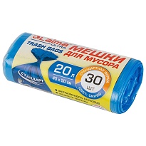 Мешки для мусора 20 л, синие, в рулоне 30 шт., ПНД, 8 мкм, 500х450 мм, LAIMA, 607682 в Нефтекамске