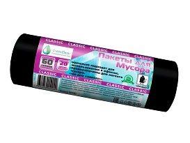 Мешки для мусора 60 л, черные, в рулоне 20 шт., ПНД, 7 мкм, 700х600 мм, MIRPACK Classik, 602050 в Нефтекамске