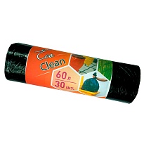 Мешки для мусора 60 л, черные, в рулоне 30 шт., ПНД, 6 мкм, 640х580 мм, Концепция Быта EcoClean, 603890 в Нефтекамске