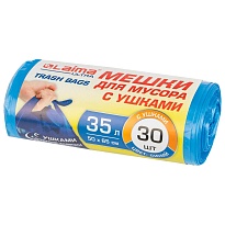Мешки для мусора 35 л, с ушками, синие, в рулоне 30 шт., ПНД, 11 мкм, 650х500 мм, LAIMA ULTRA, 607684 в Нефтекамске Мешки для мусора 35 л, с ушками, синие, в рулоне 30 шт., ПНД, 11 мкм, 650х500 мм, LAIMA ULTRA, 607684 в Нефтекамске