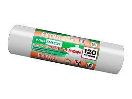 Мешки для мусора 120 л, белые, в рулоне 10 шт., ПНД, 14 мкм, 1100х700 мм, EXTRA, ex1201803 в Нефтекамске