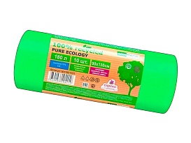 Мешки для мусора 180 л, ароматизированные, биоразлагаемые, зеленые, в рулоне 10 шт., ПВД, 40 мкм, 1300х930 мм, PURE ECOLOGY, bio1801081 в Нефтекамске Мешки для мусора 180 л, ароматизированные, биоразлагаемые, зеленые, в рулоне 10 шт., ПВД, 40 мкм, 1300х930 мм, PURE ECOLOGY, bio1801081 в Нефтекамске