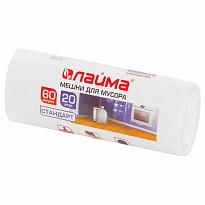 Мешки для мусора 60 л, белые, в рулоне 20 шт., ПНД, 7 мкм, 680х580 мм, LAIMA, 605539 в Нефтекамске