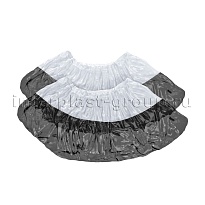 Бахилы бело-черные 1000 шт (500 пар), 48 мкм, двойная подошва, с одной резинкой, Эконом+ в Нефтекамске