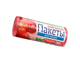 Мешки для мусора 30 л, ароматизированные, Клубника, красные, в рулоне 20 шт., ПНД, 9 мкм, 560х530 мм, GRIFON Aroma, 101-020 K в Нефтекамске