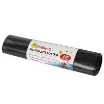 Мешки для мусора 240 л, черные, в рулоне 5 шт., ПВД 30 мкм, 1300х900 мм, Любаша, 605338 в Нефтекамске Мешки для мусора 240 л, черные, в рулоне 5 шт., ПВД 30 мкм, 1300х900 мм, Любаша, 605338 в Нефтекамске