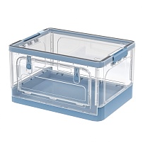 Ящик пластиковый складной прозрачный, дно синее, 490х360х280 мм, с колесиками в Нефтекамске Ящик пластиковый складной прозрачный, дно синее, 490х360х280 мм, с колесиками в Нефтекамске