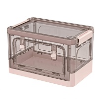 Ящик пластиковый складной прозрачный коричневый, дно розовое, 360х235х230 мм, с колесиками в Нефтекамске Ящик пластиковый складной прозрачный коричневый, дно розовое, 360х235х230 мм, с колесиками в Нефтекамске