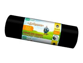 Мешки для мусора 180 л, ароматизированные, черные, в рулоне 10 шт., ПВД, 100 мкм, 1100х930 мм, Добрыня, Dob18010black в Нефтекамске